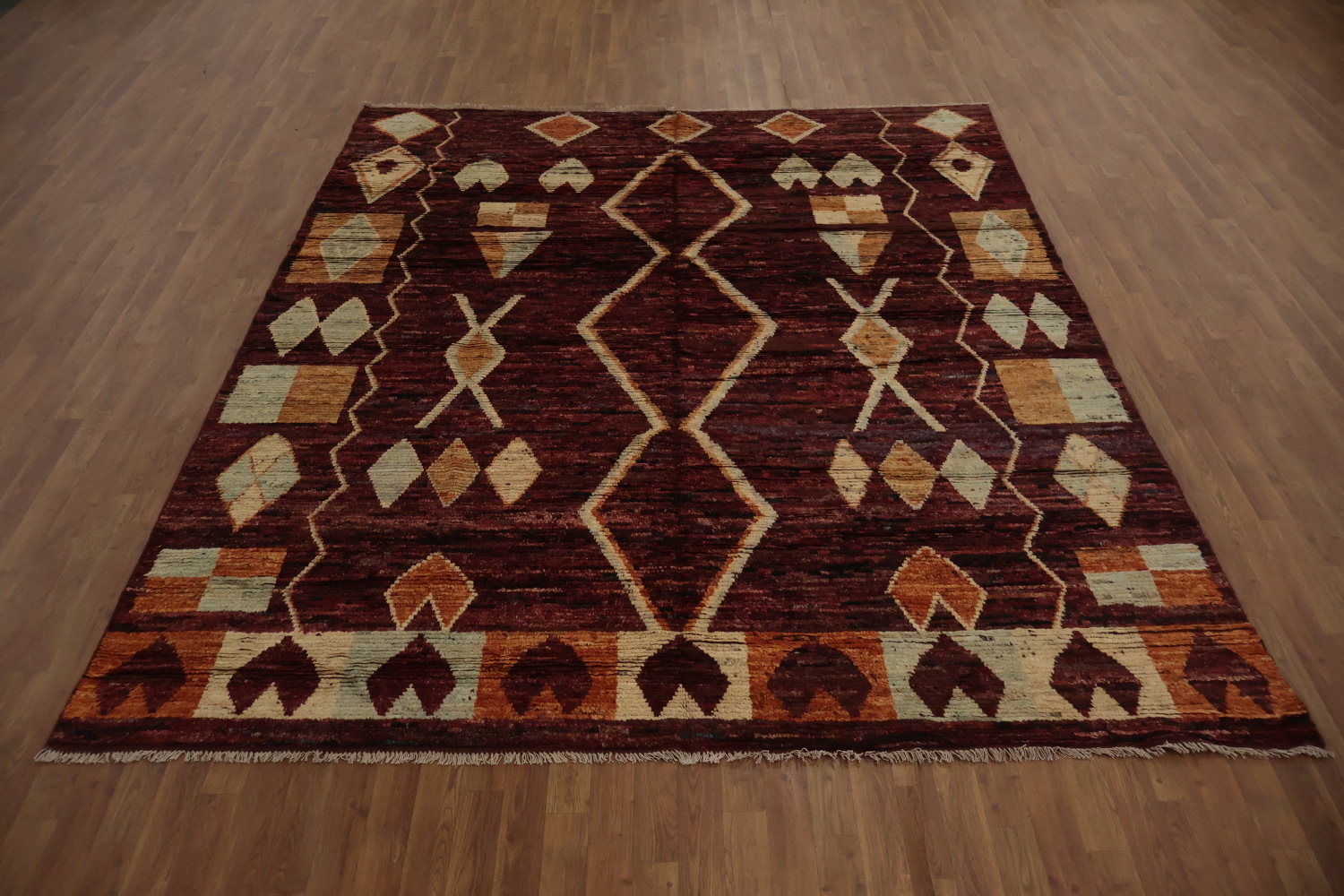Rustic Bohemian Moroccan Area Rug 8x10 with Tribal Inspired Motifs