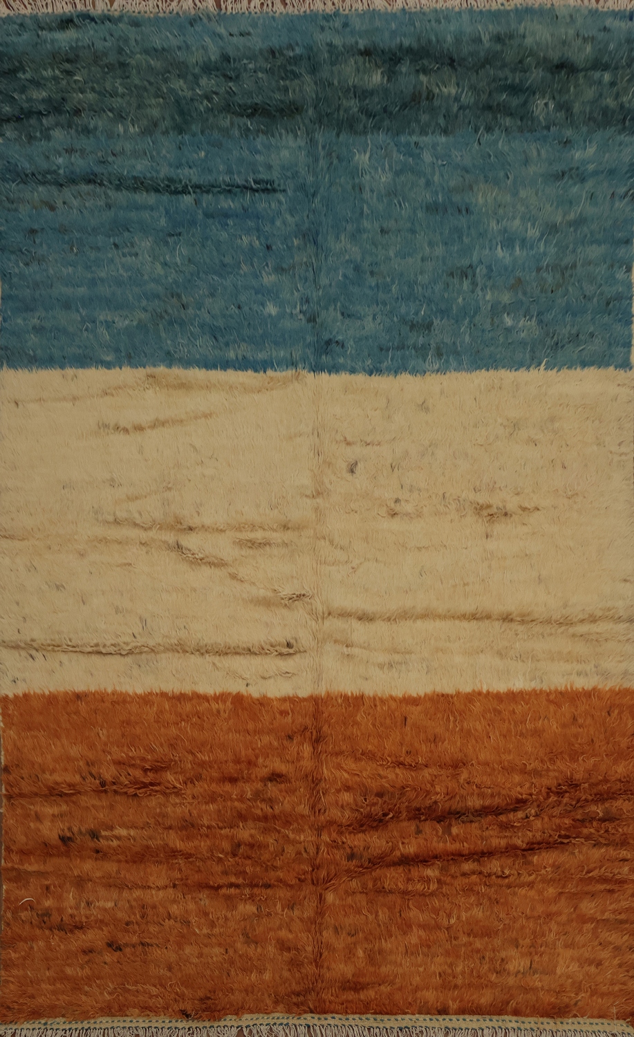 Three-Toned Rustic Moroccan Area Rug 7x10 Earthy Hues for Cozy Home