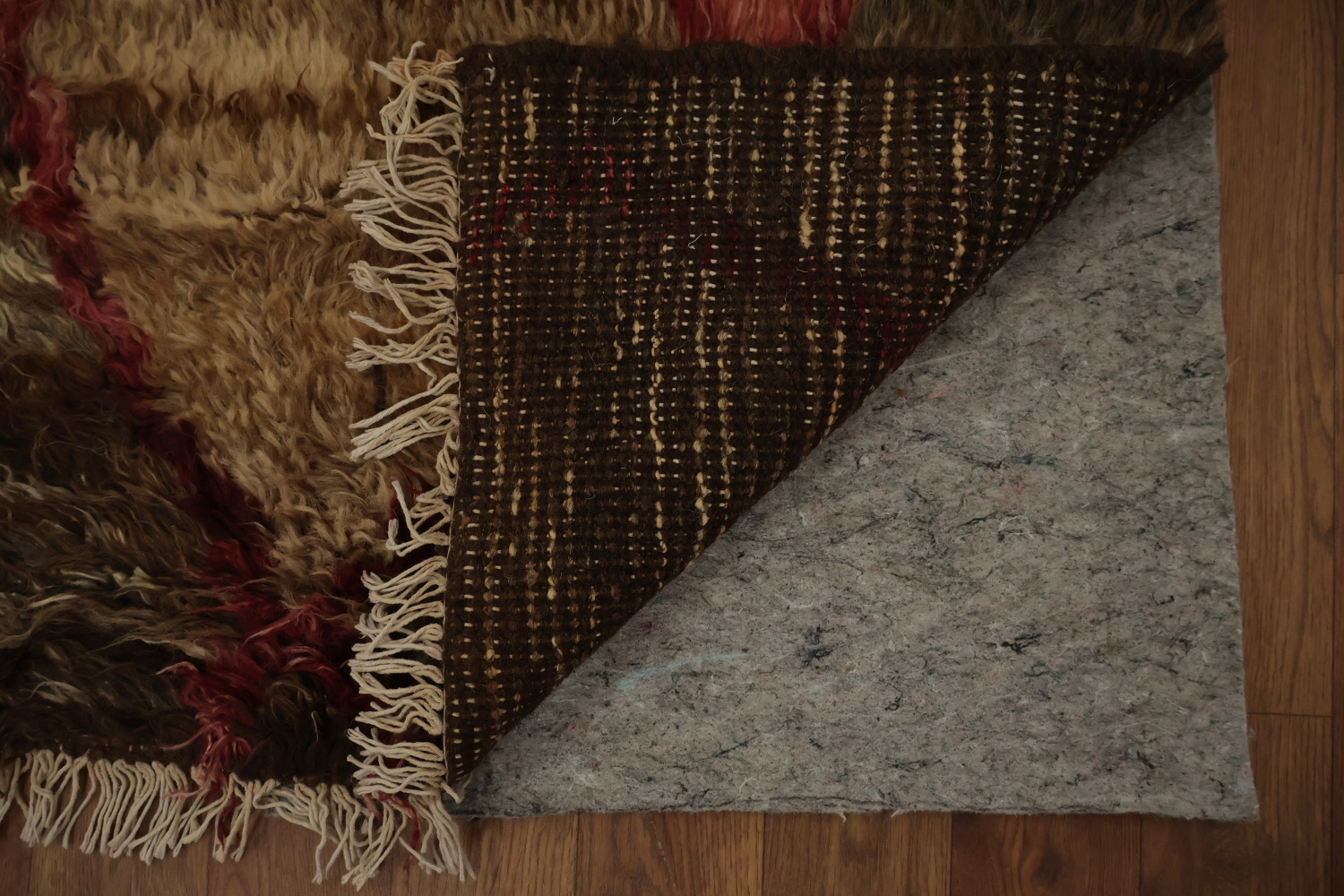 Contemporary Brown Moroccan Area Rug 7x9 with Bold Diamond Motifs