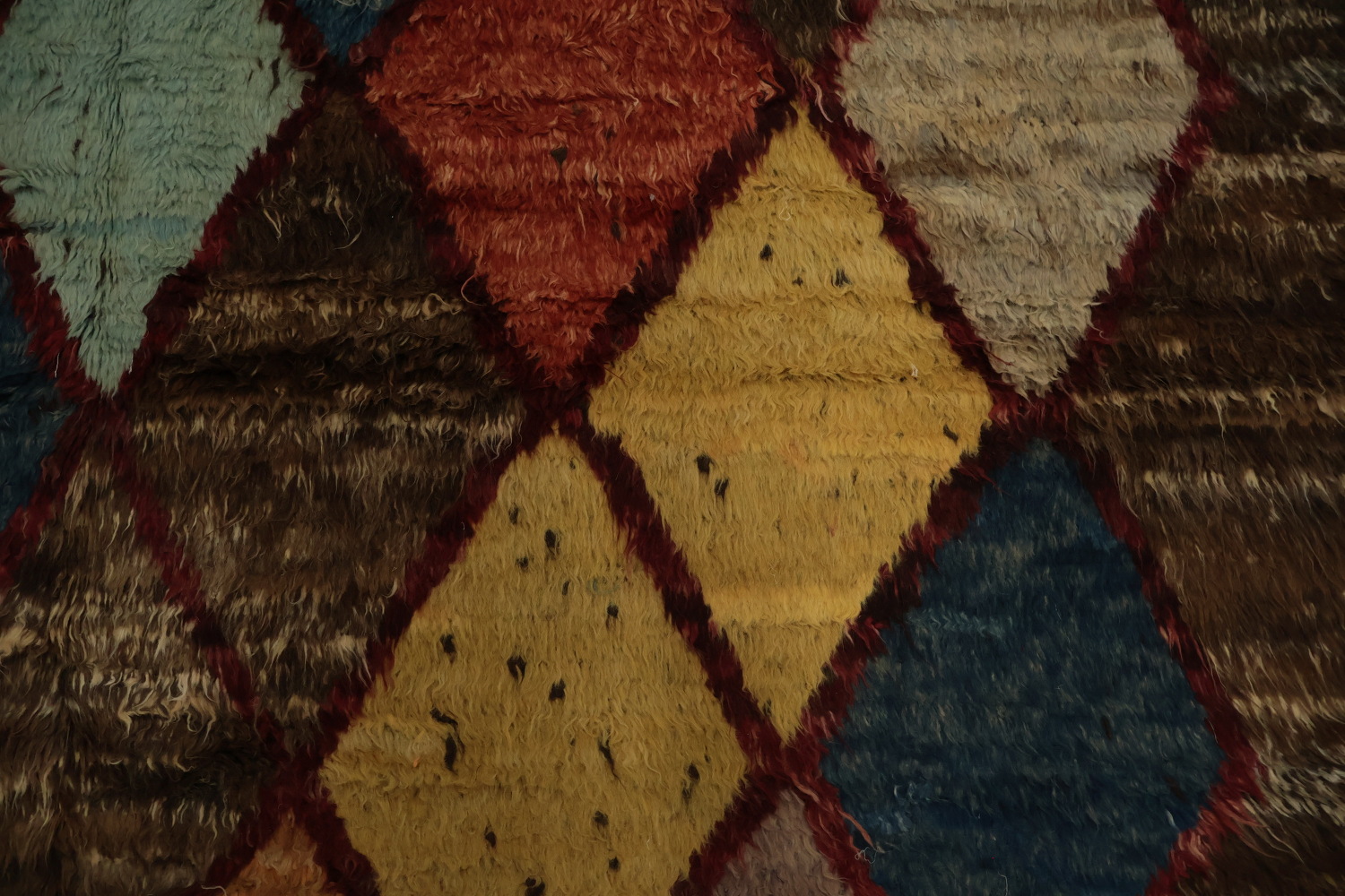 Contemporary Brown Moroccan Area Rug 7x9 with Bold Diamond Motifs