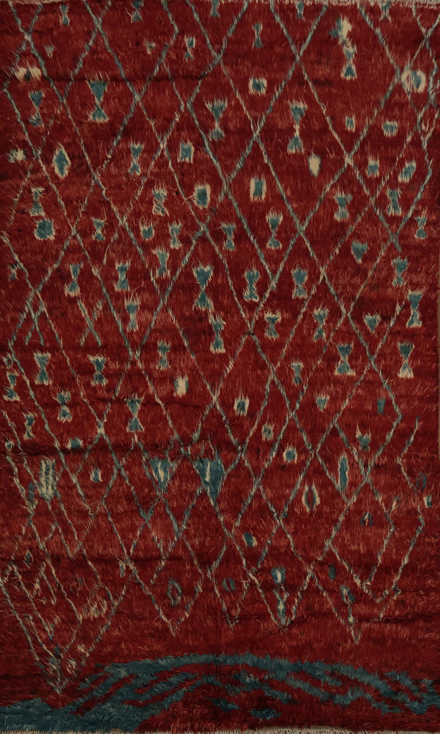 Red Berber Moroccan Area Rug 6x10 with Geometric Design Accents