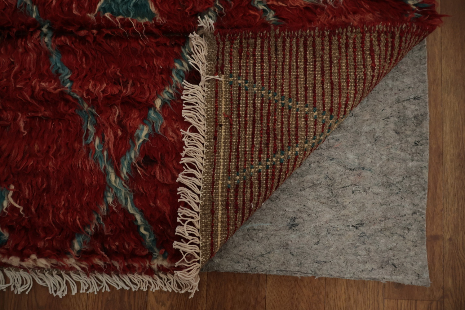 Red Berber Moroccan Area Rug 6x10 with Geometric Design Accents