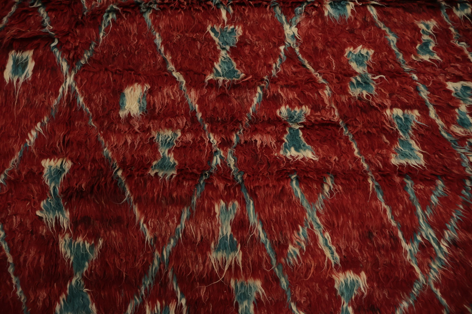 Red Berber Moroccan Area Rug 6x10 with Geometric Design Accents
