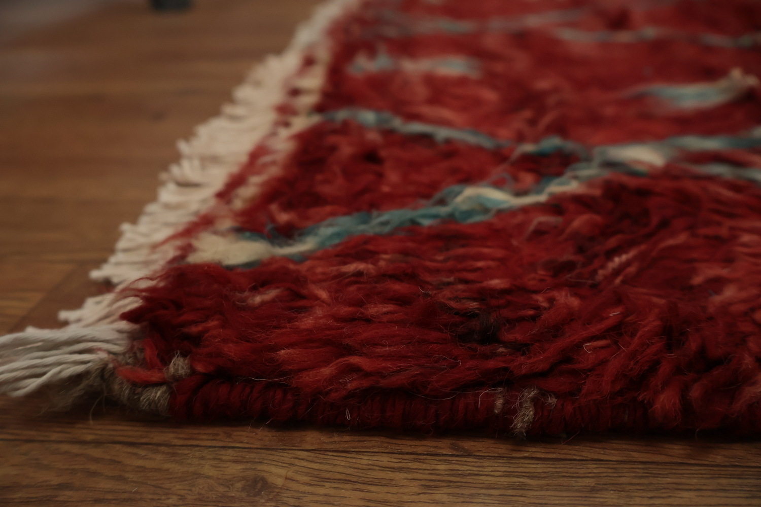 Red Berber Moroccan Area Rug 6x10 with Geometric Design Accents