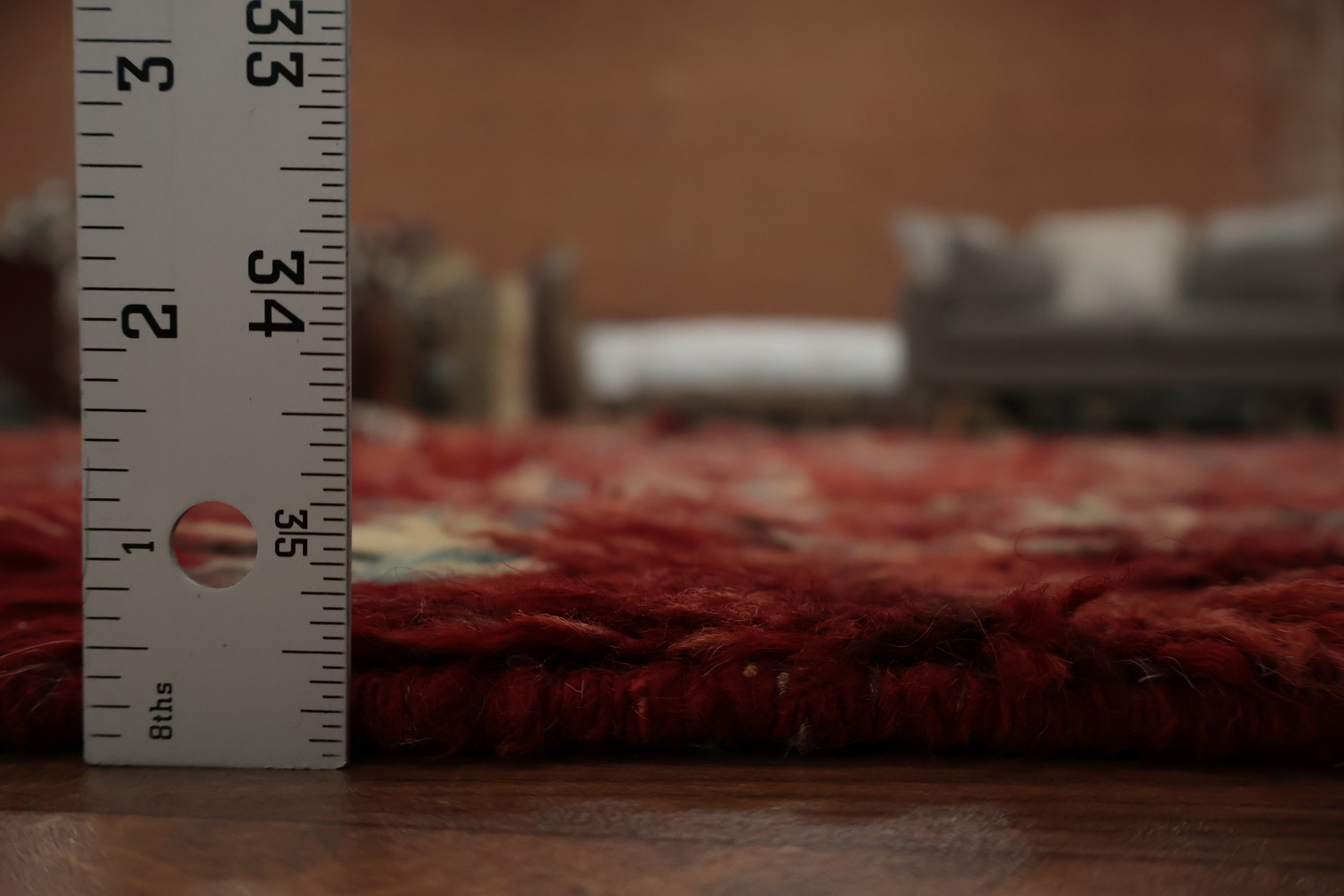 Red Berber Moroccan Area Rug 6x10 with Geometric Design Accents