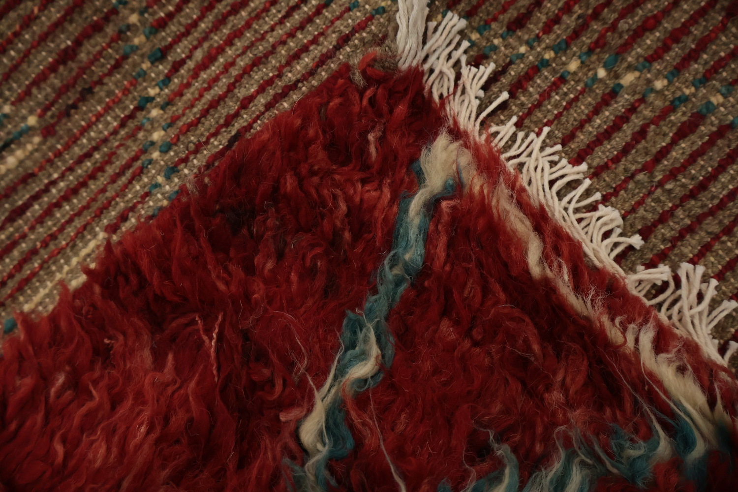 Red Berber Moroccan Area Rug 6x10 with Geometric Design Accents