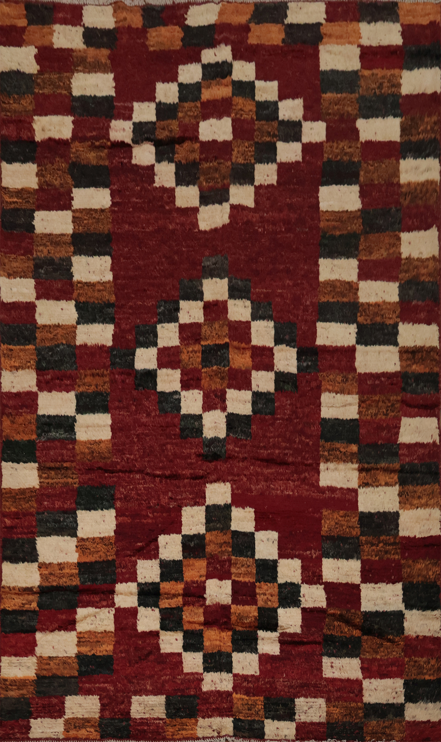 Moroccan Wool Area Rug 7x10 Featuring Bold Checkered Design
