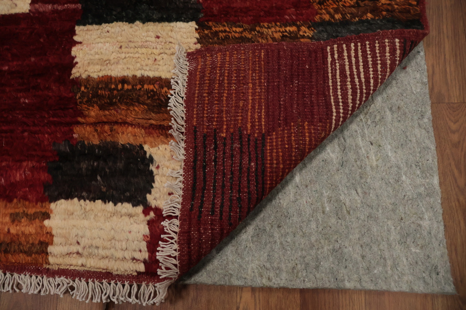 Moroccan Wool Area Rug 7x10 Featuring Bold Checkered Design