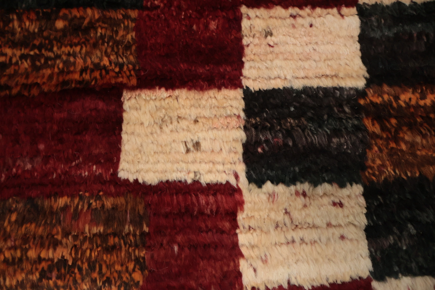 Moroccan Wool Area Rug 7x10 Featuring Bold Checkered Design