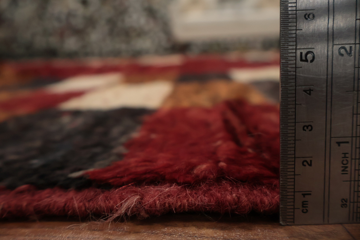 Moroccan Wool Area Rug 7x10 Featuring Bold Checkered Design