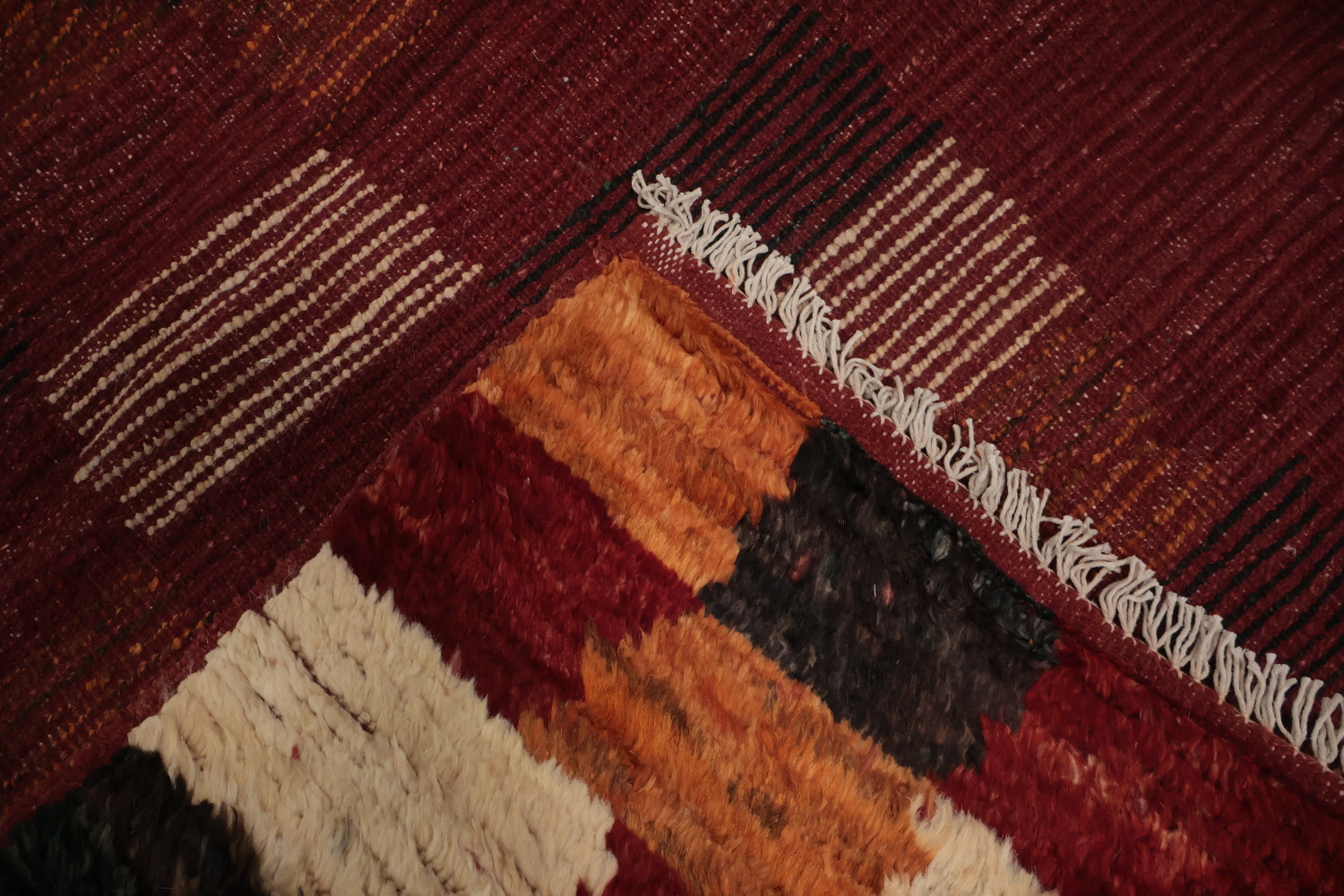 Moroccan Wool Area Rug 7x10 Featuring Bold Checkered Design