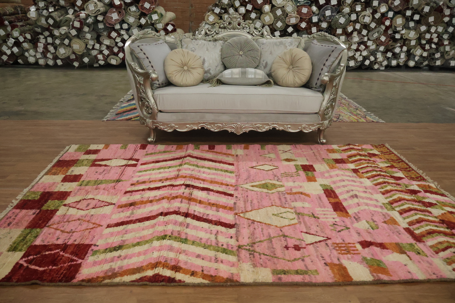 Pink Moroccan Geometric Area Rug 6x10