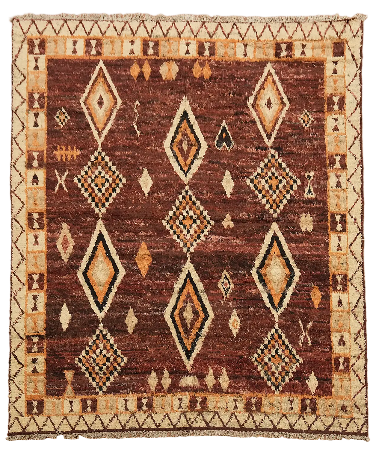 Elegant Diamond Pattern Moroccan Rug in Earthy Tones 8x10 ft