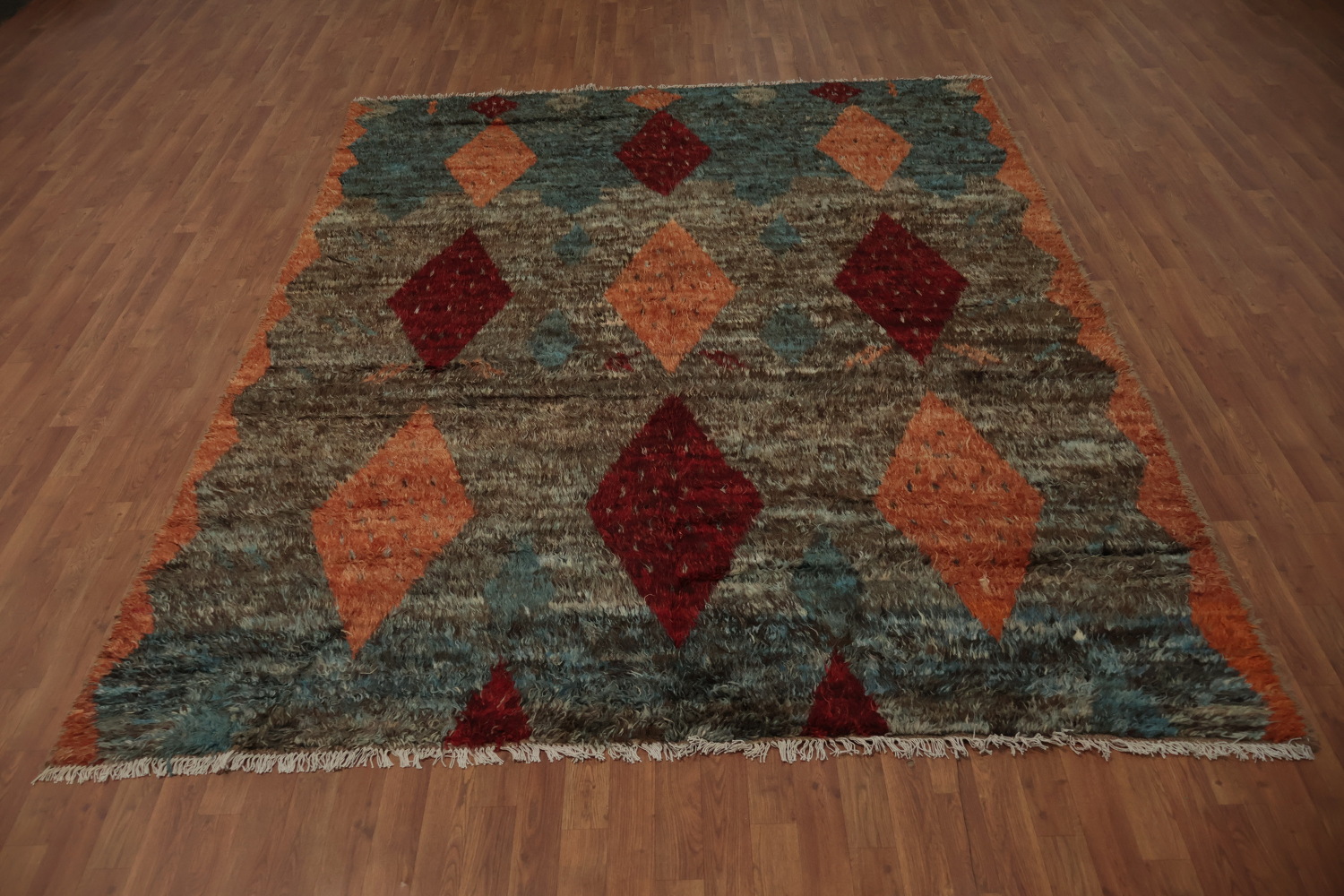 Artisanal Craftsmanship Moroccan Wool Area Rug 8x10 with Warm Colors