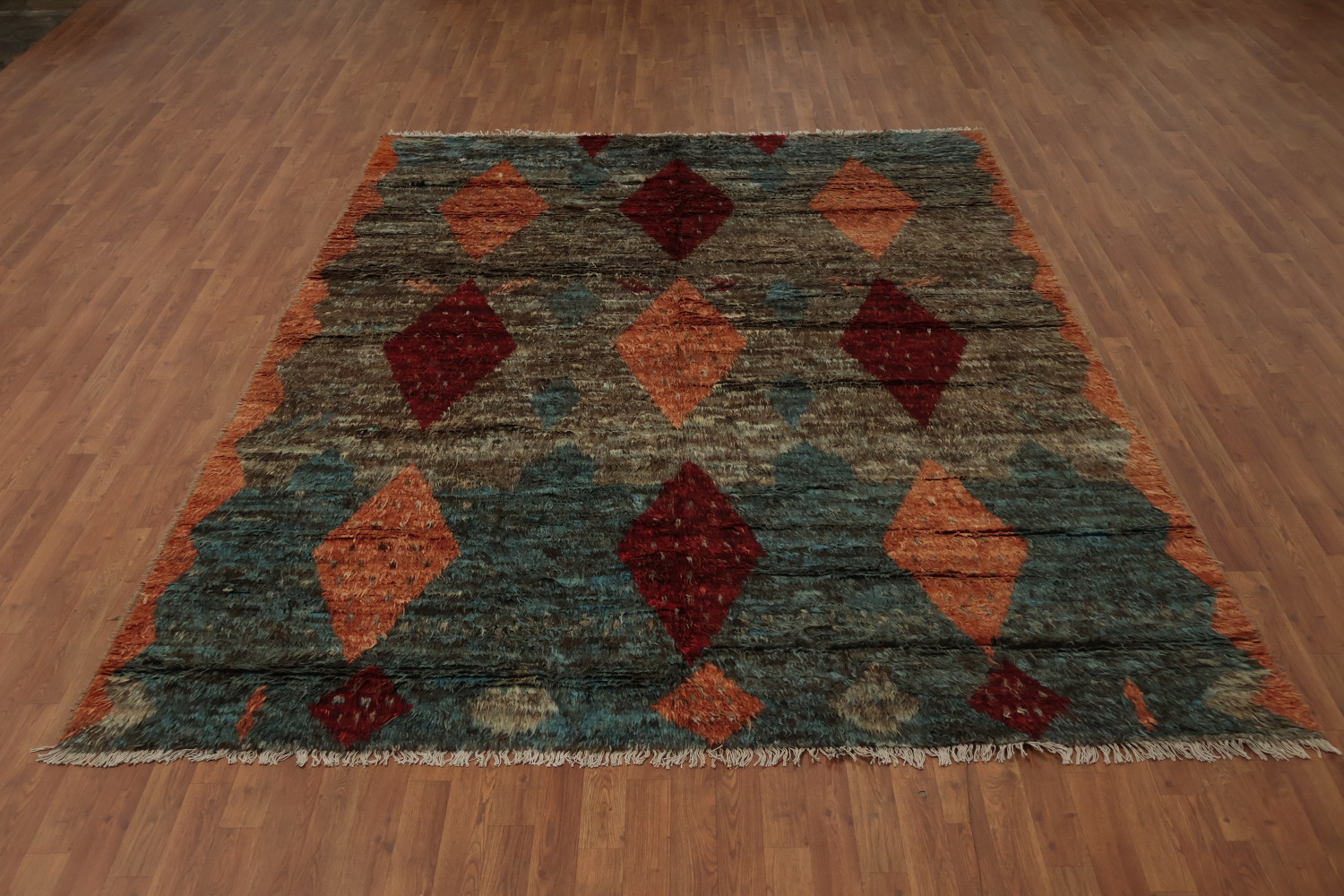 Artisanal Craftsmanship Moroccan Wool Area Rug 8x10 with Warm Colors