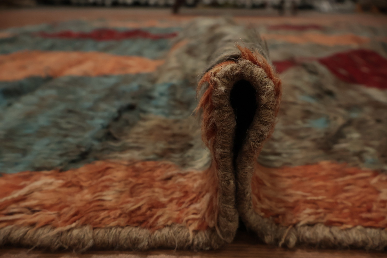 Artisanal Craftsmanship Moroccan Wool Area Rug 8x10 with Warm Colors