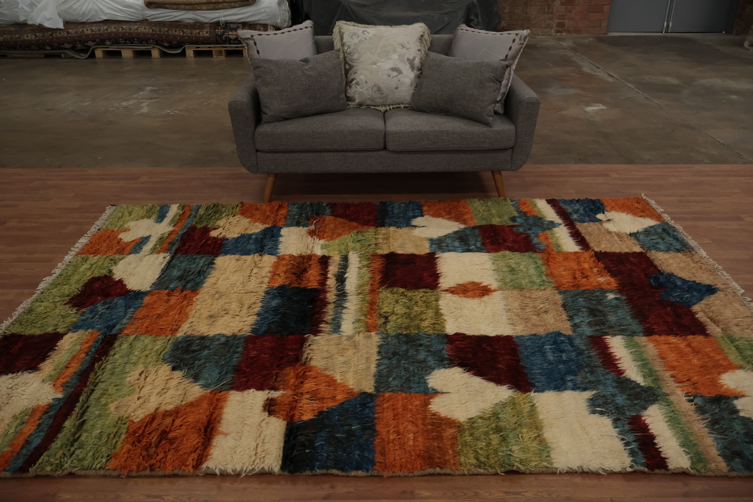 Eye-Catching Moroccan Berber Area Rug 7x10 with Bold Multicolor Patterns