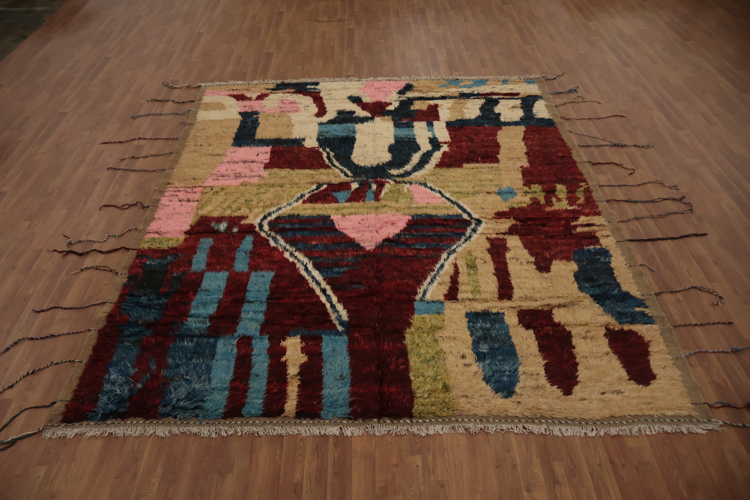 Abstract Art Moroccan Wool Area Rug 8x10 with Rich Textures