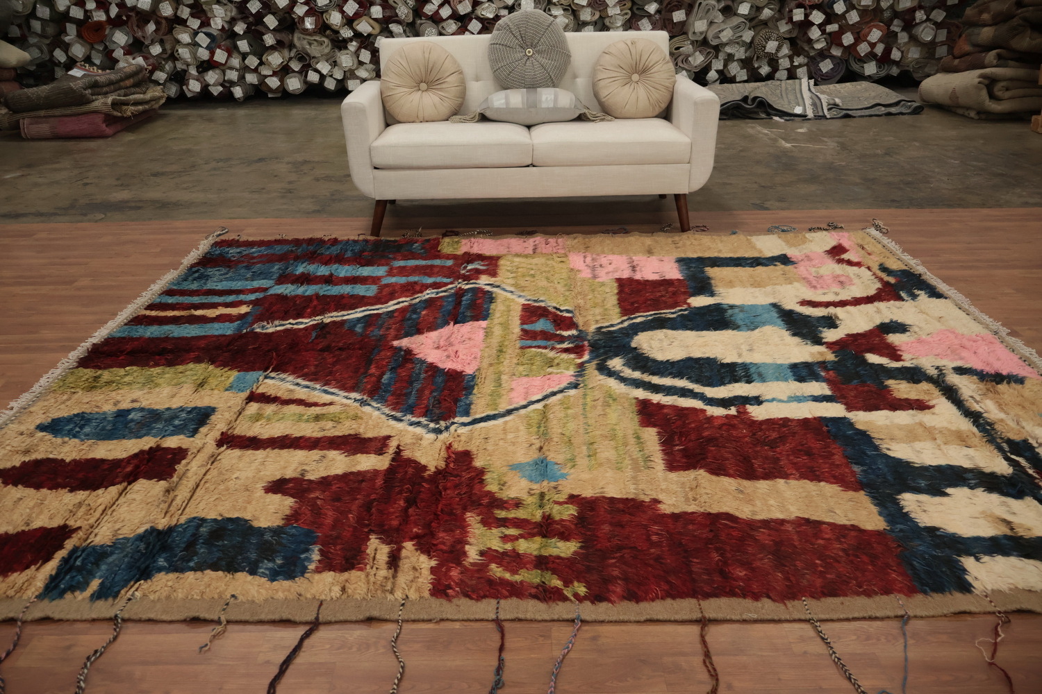 Abstract Art Moroccan Wool Area Rug 8x10 with Rich Textures