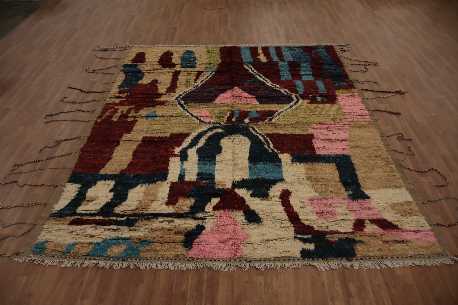 Abstract Art Moroccan Wool Area Rug 8x10 with Rich Textures