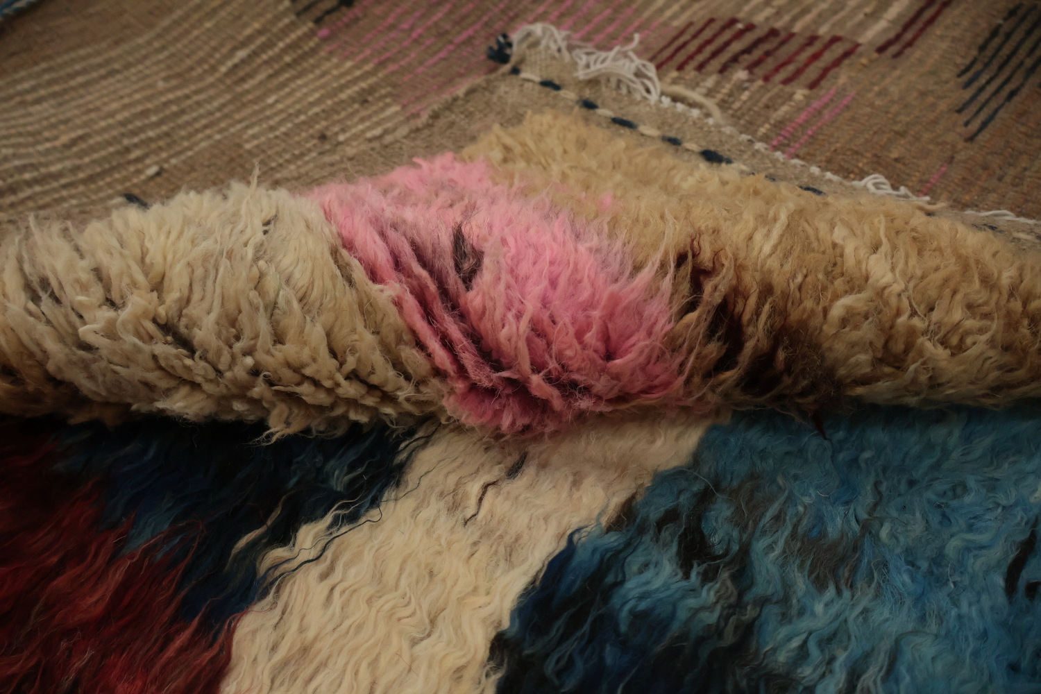 Abstract Art Moroccan Wool Area Rug 8x10 with Rich Textures
