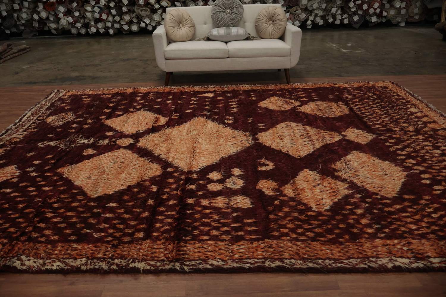 Artisan Made Moroccan Large Area Rug 10x13 in Rich Earthy Hues