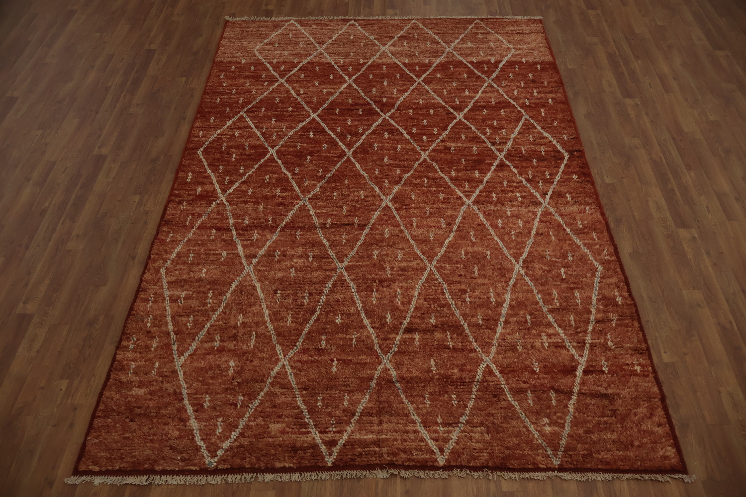 Warm Toned Moroccan Area Rug 7x10 with Subtle Geometric Patterns