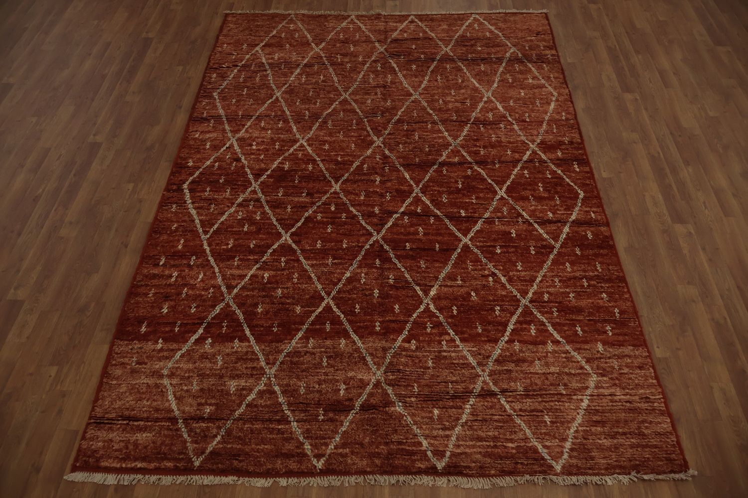 Warm Toned Moroccan Area Rug 7x10 with Subtle Geometric Patterns