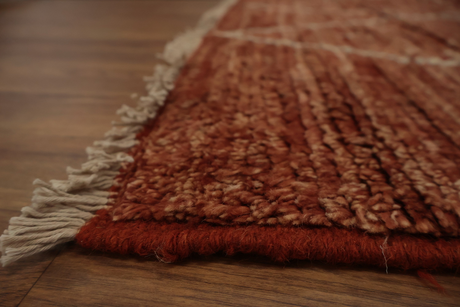 Warm Toned Moroccan Area Rug 7x10 with Subtle Geometric Patterns