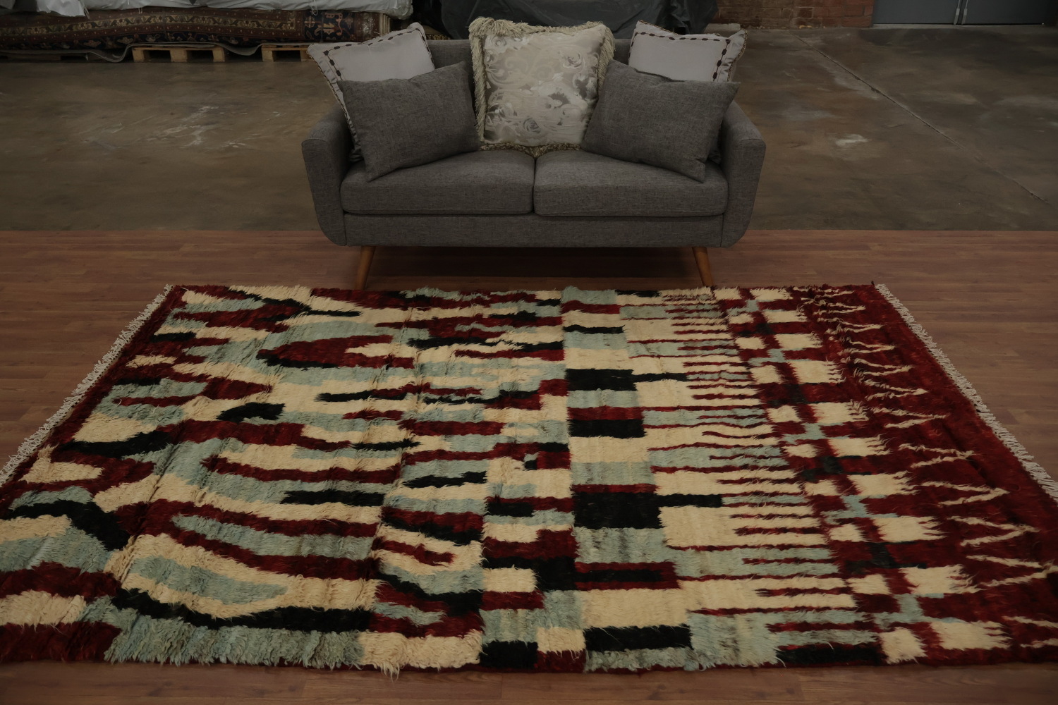 Handcrafted Moroccan Area Rug 6x9 with Eye-Catching Geometric Design
