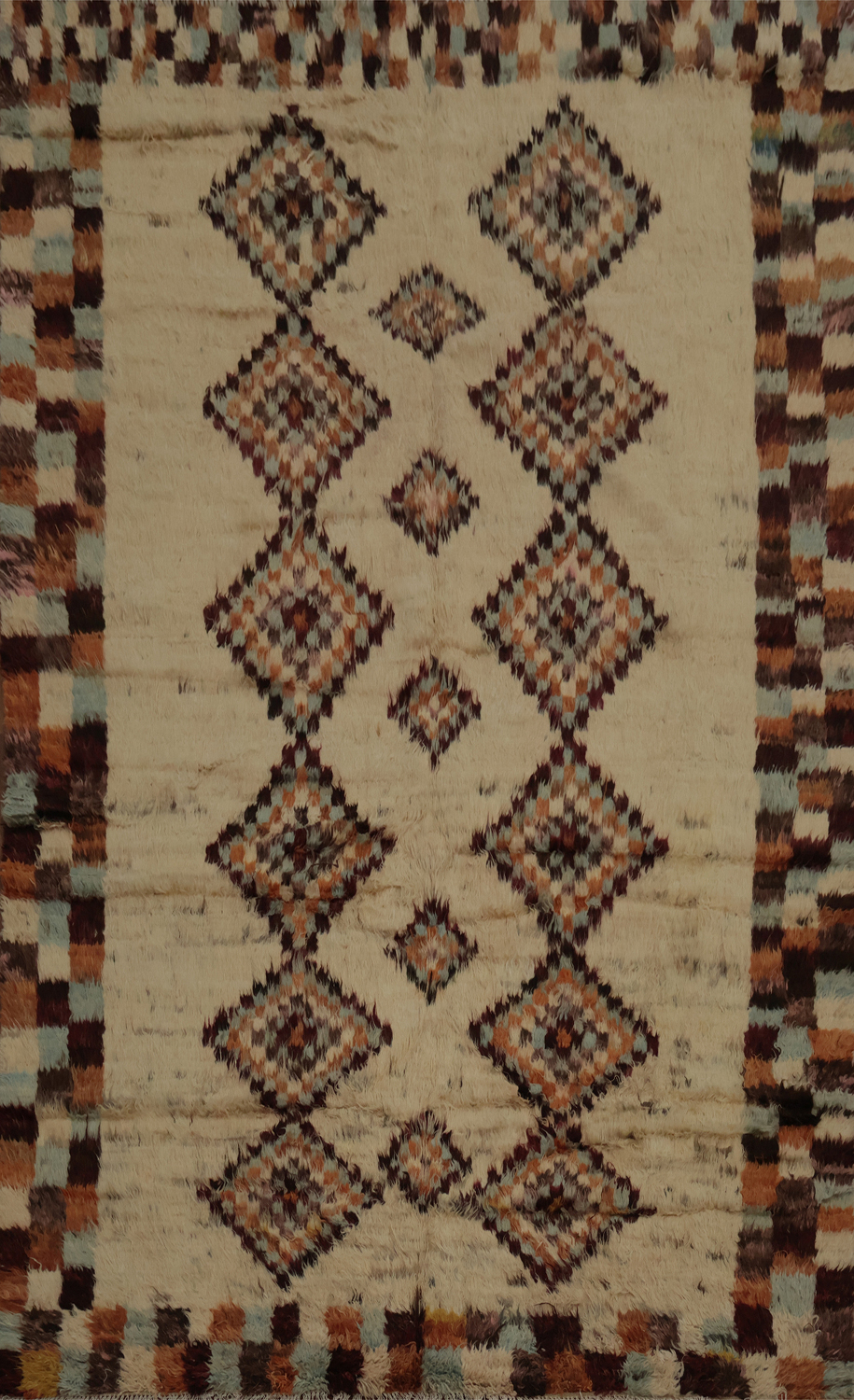 Ivory Wool Moroccan Tribal Area Rug 7x10