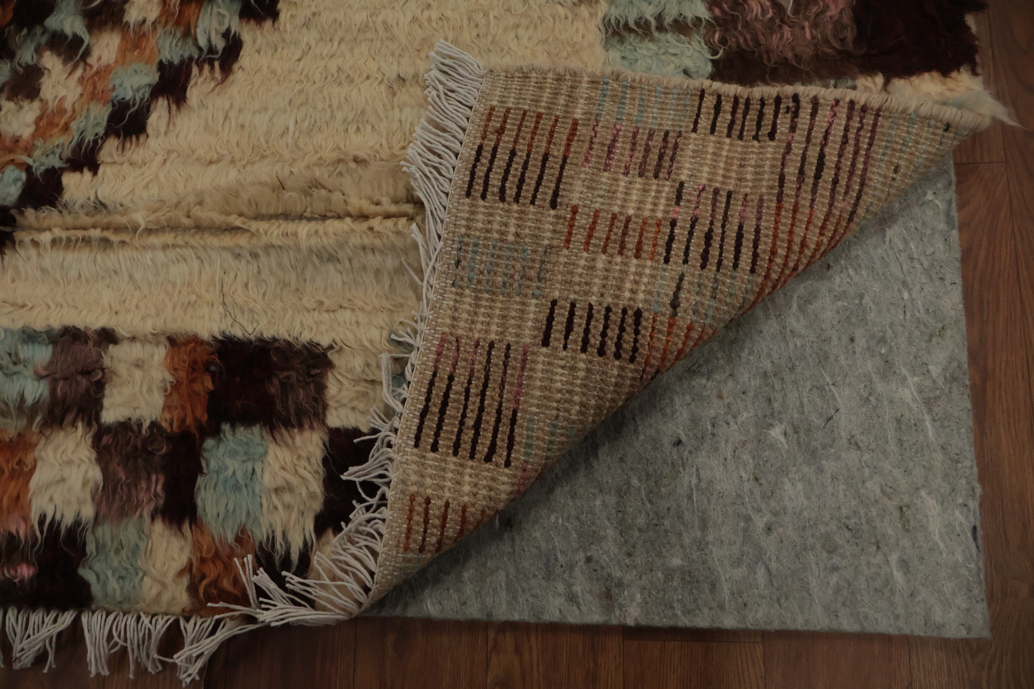 Ivory Wool Moroccan Tribal Area Rug 7x10
