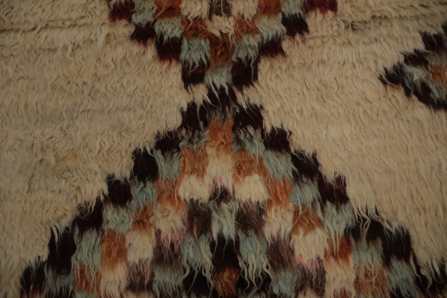 Ivory Wool Moroccan Tribal Area Rug 7x10