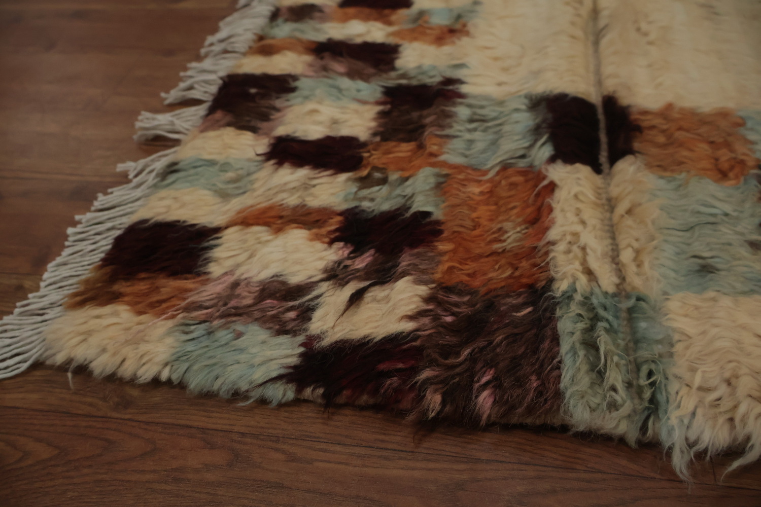 Ivory Wool Moroccan Tribal Area Rug 7x10