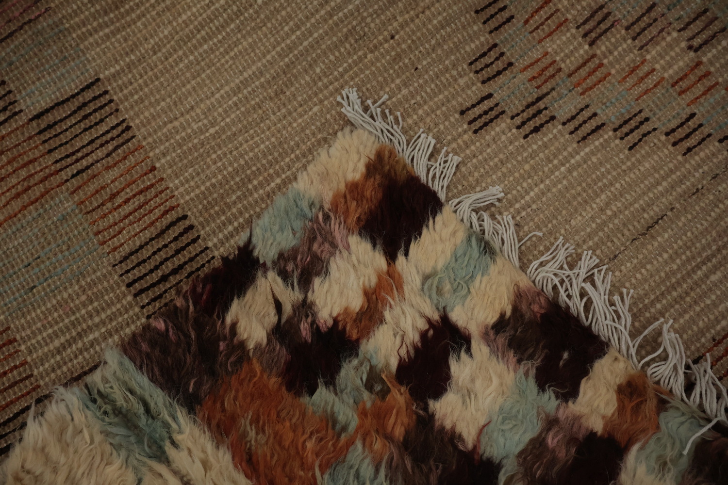 Ivory Wool Moroccan Tribal Area Rug 7x10