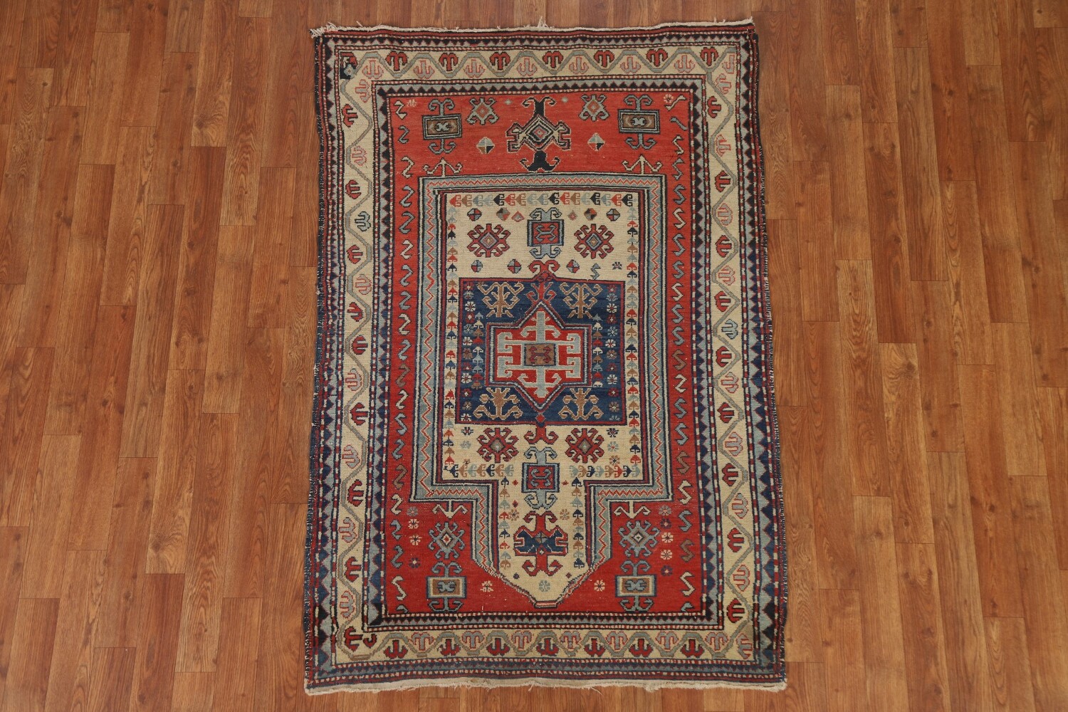 Pre-1900 Antique Vegetable Dye Shirvan-Kazak Area Rug 3x5
