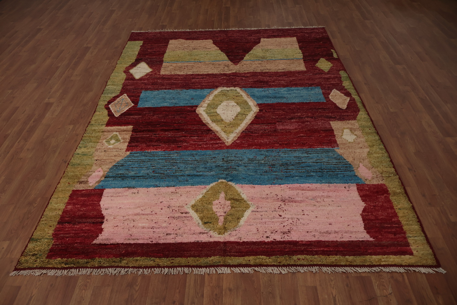 Elegant Geometric Design Moroccan Wool Area Rug 7x9