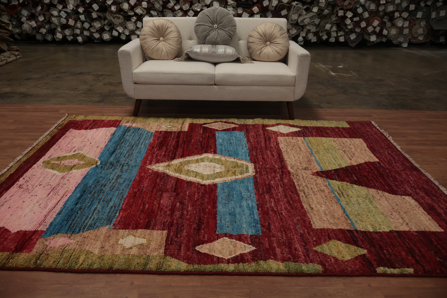 Elegant Geometric Design Moroccan Wool Area Rug 7x9