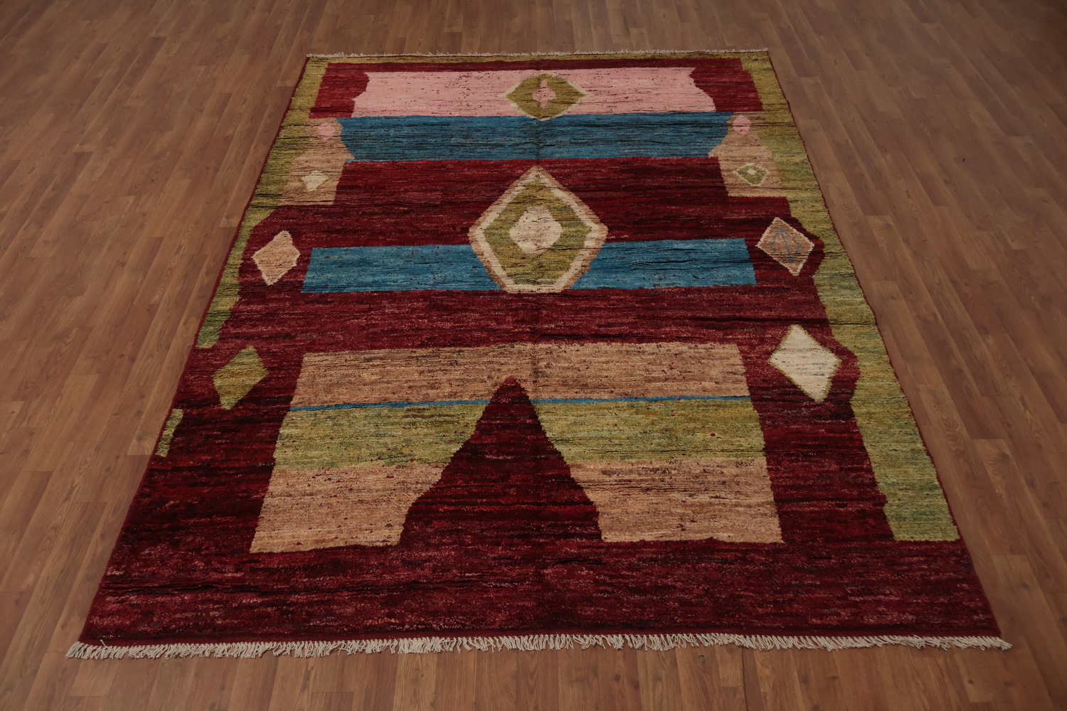 Elegant Geometric Design Moroccan Wool Area Rug 7x9