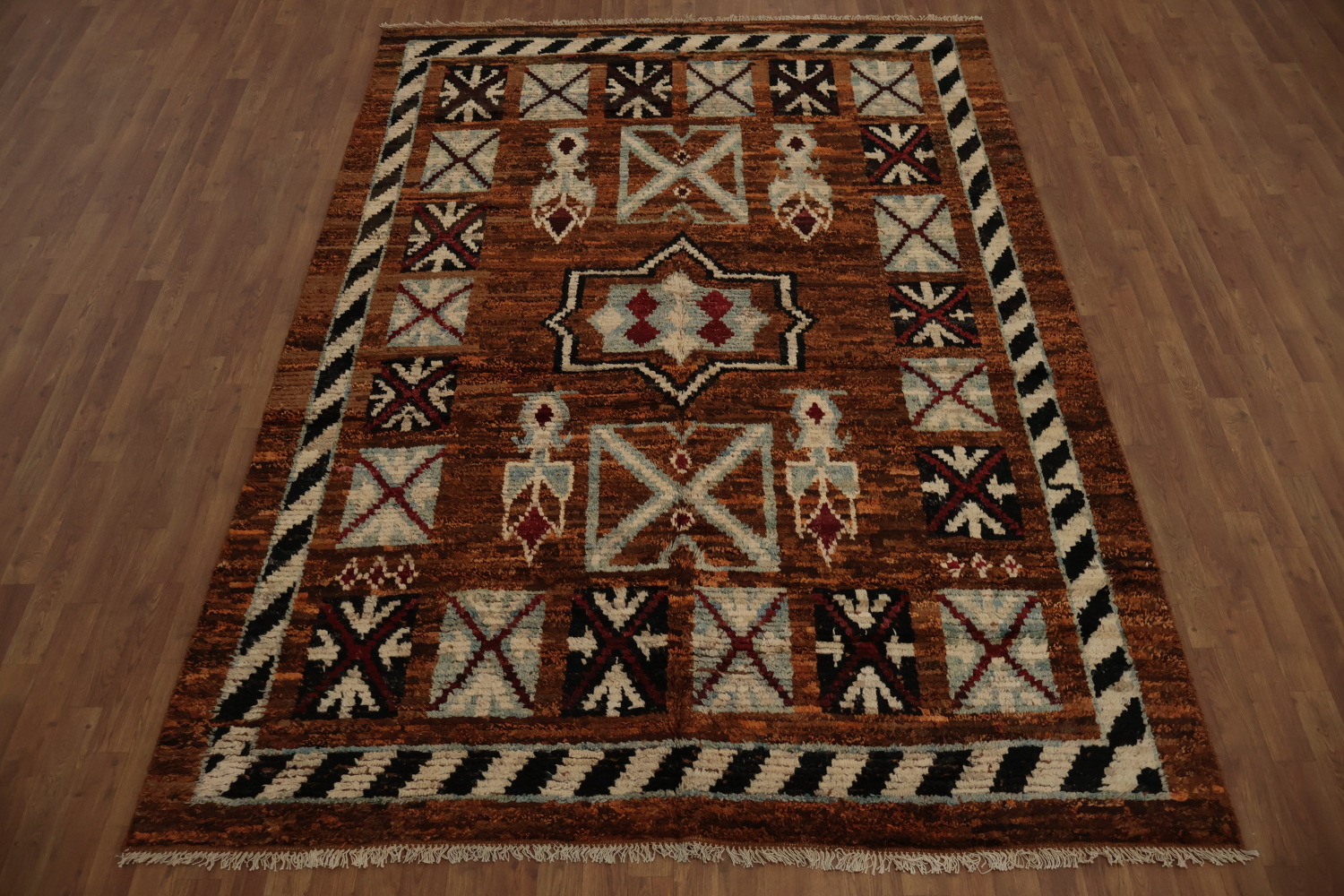 Handmade Beauty Moroccan Area Rug 7x10 with Bold Patterns