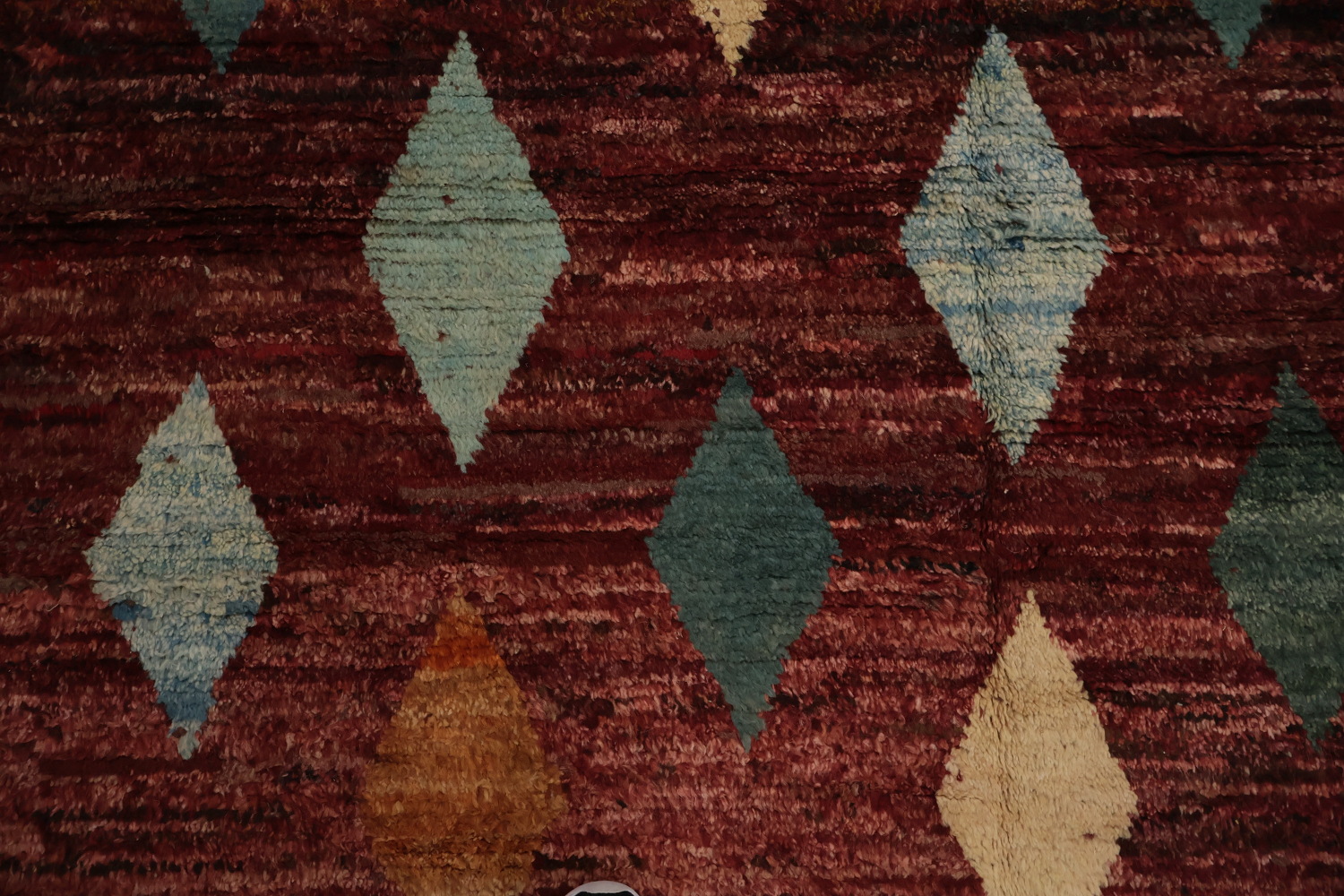 Moroccan Area Rug 6x8 with Rich Burgundy and Geometric Shapes