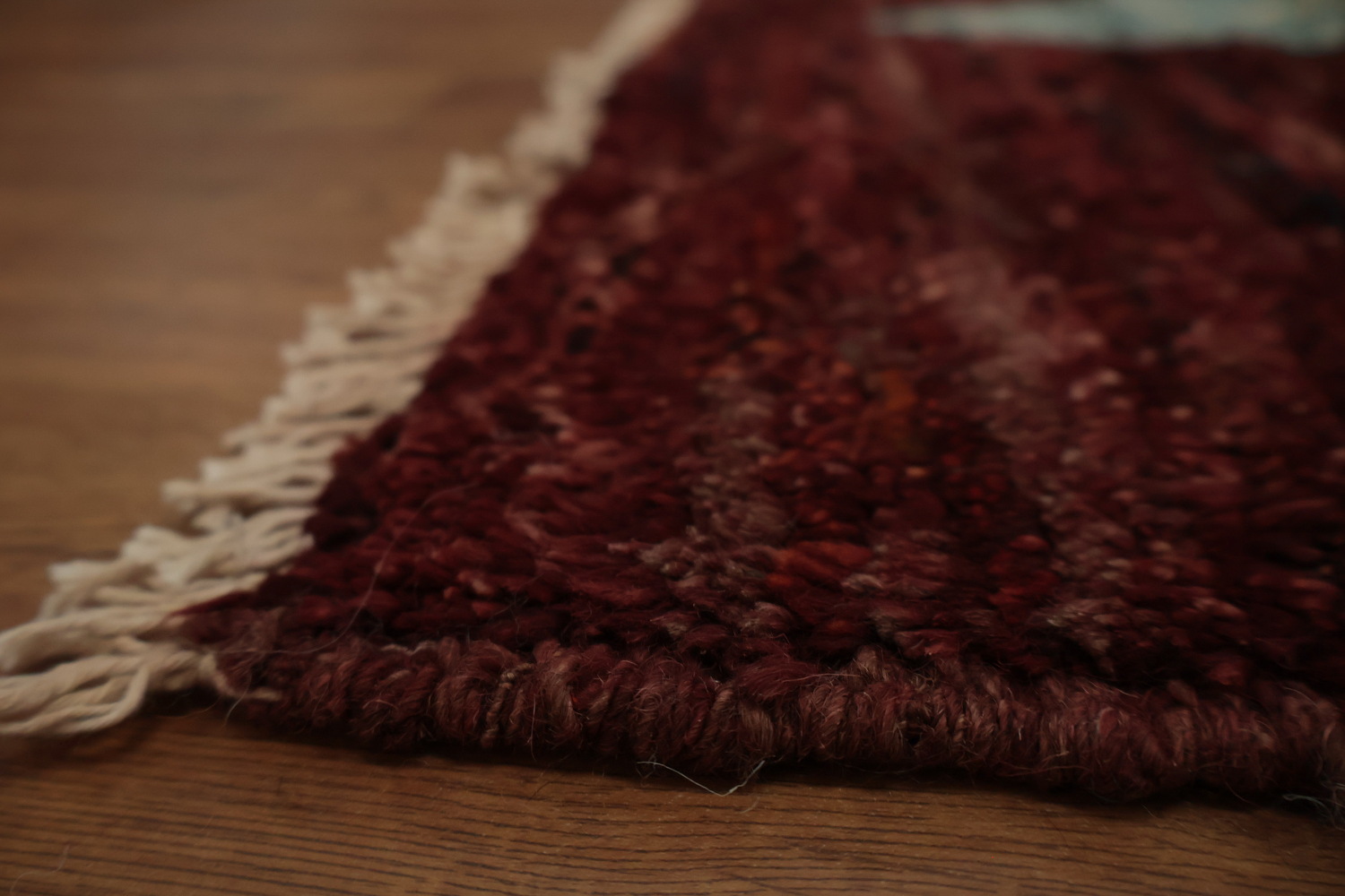 Moroccan Area Rug 6x8 with Rich Burgundy and Geometric Shapes