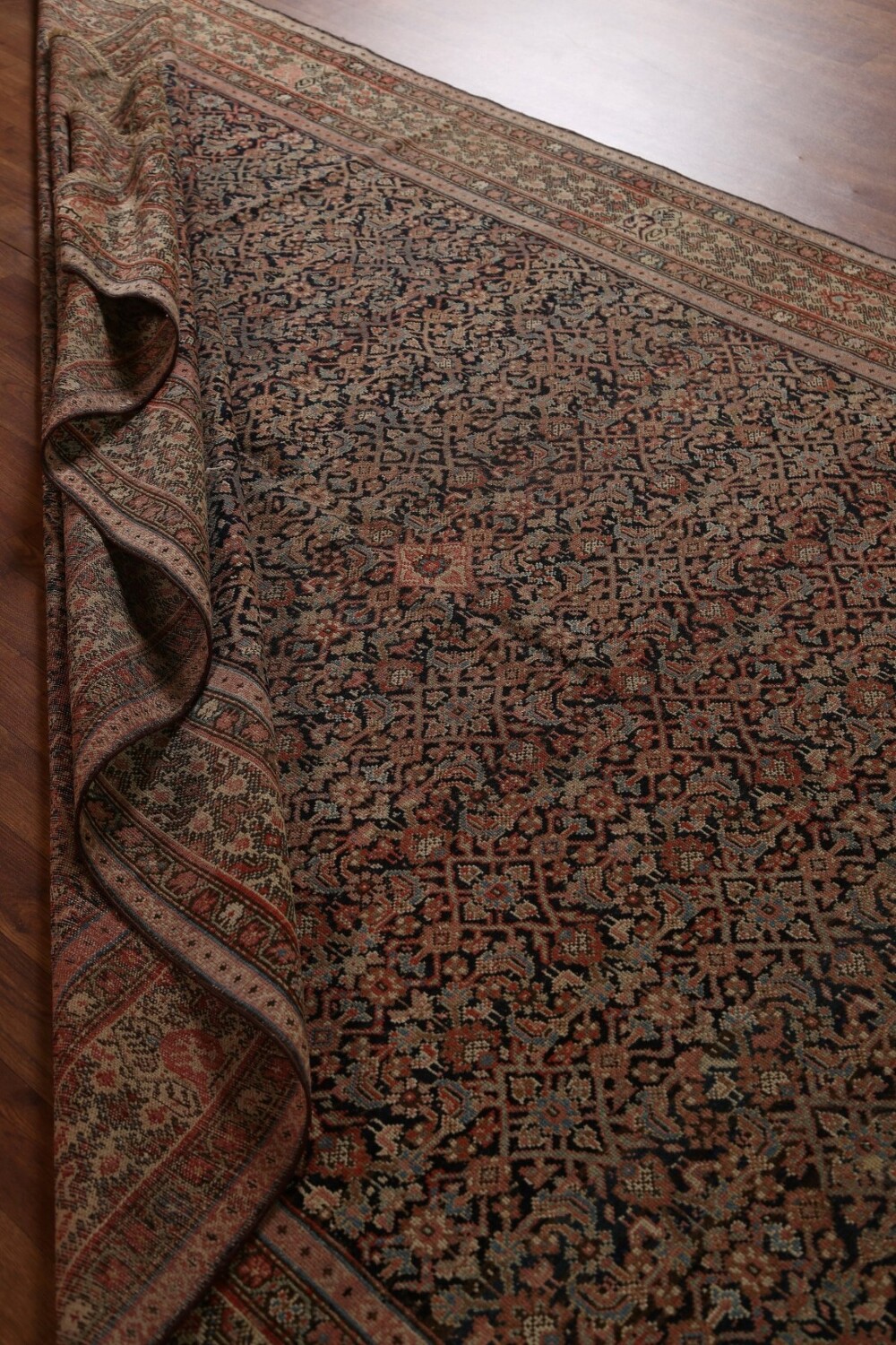 Pre-1900 Antique Vegetable Dye Malayer Persian Rug 7x16