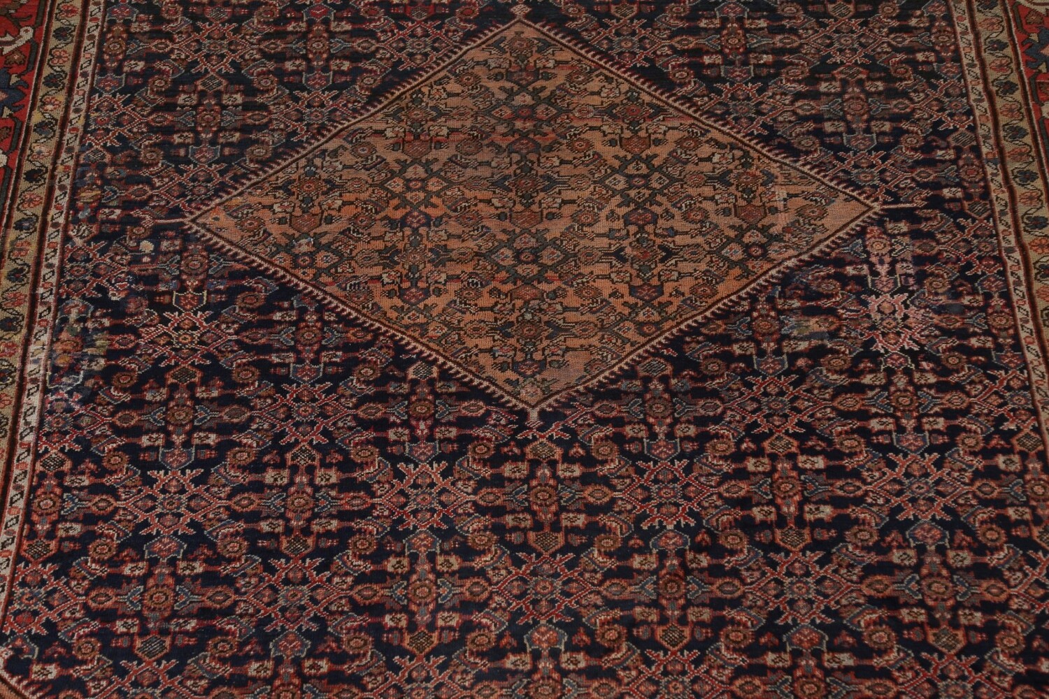 Pre-1900 Antique Vegetable Dye Mahal Persian Rug 11x17