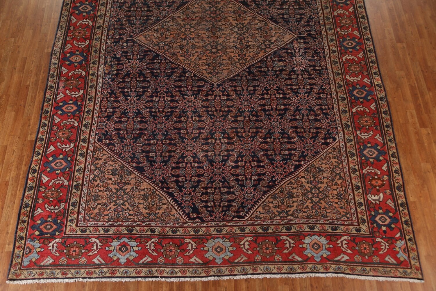 Pre-1900 Antique Vegetable Dye Mahal Persian Rug 11x17