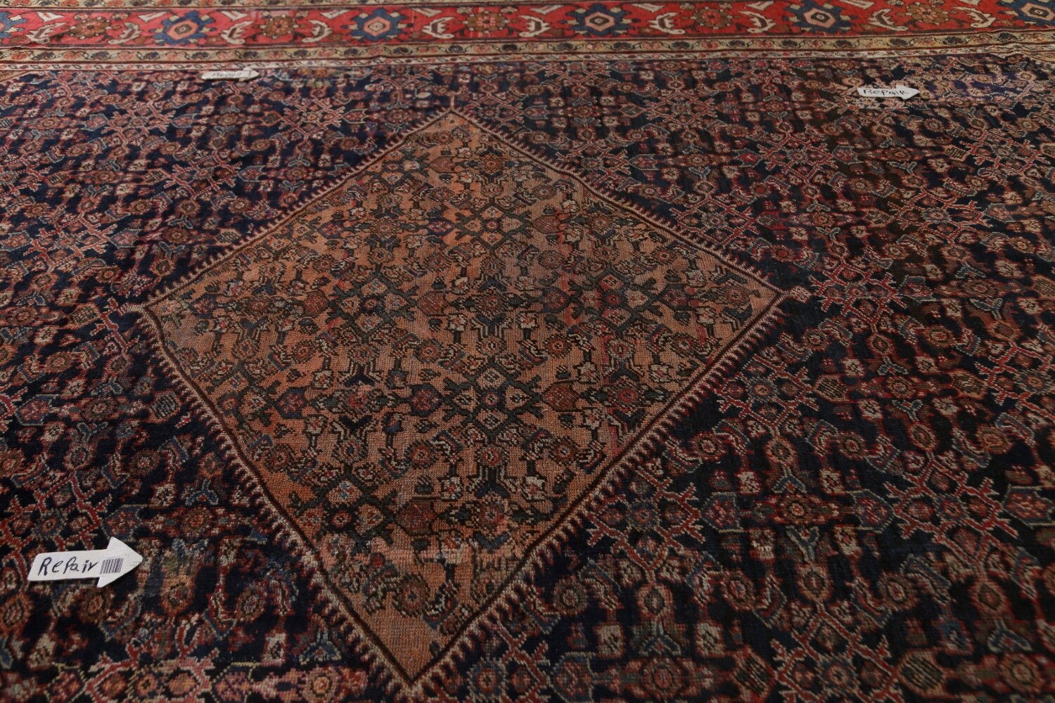 Pre-1900 Antique Vegetable Dye Mahal Persian Rug 11x17