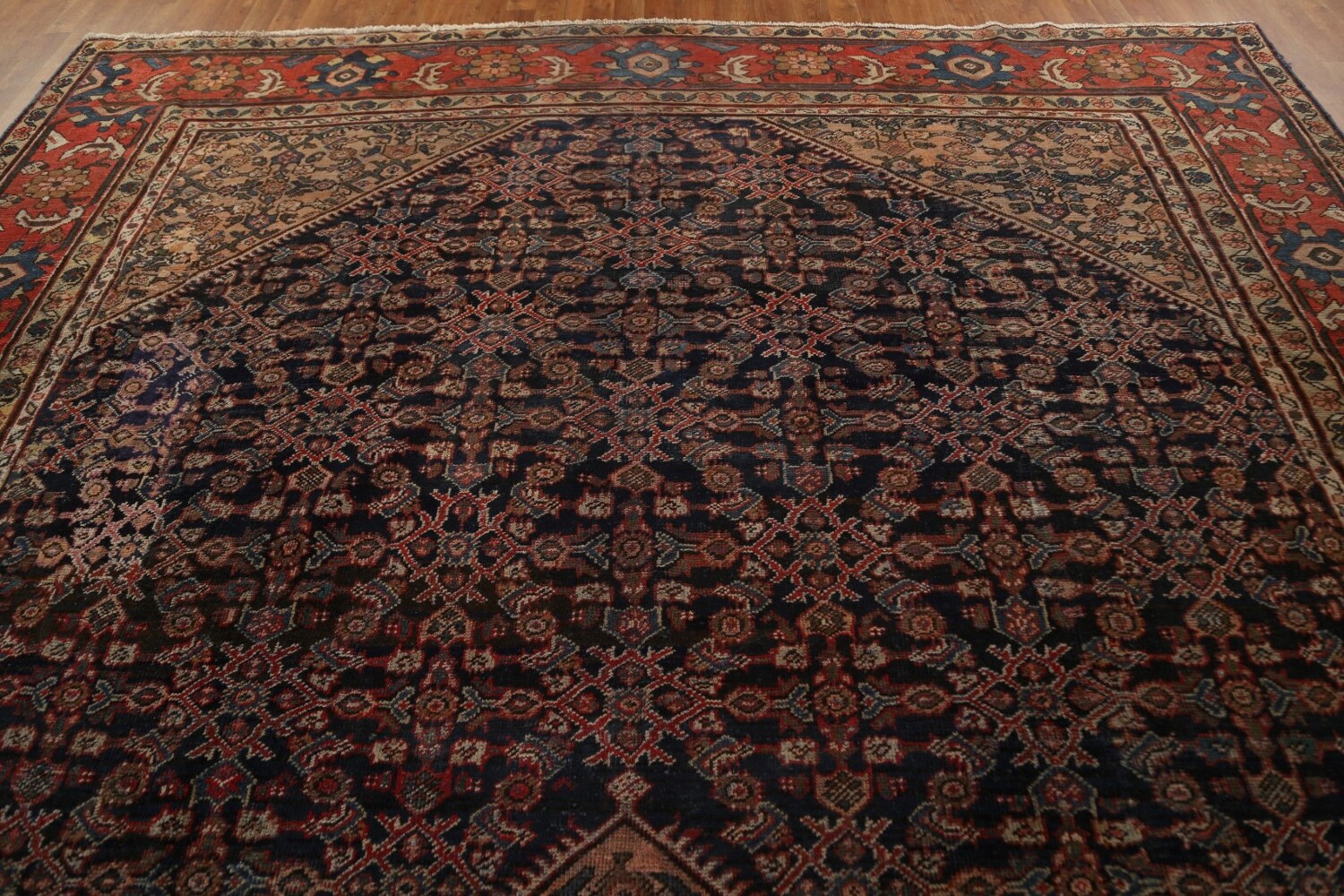 Pre-1900 Antique Vegetable Dye Mahal Persian Rug 11x17