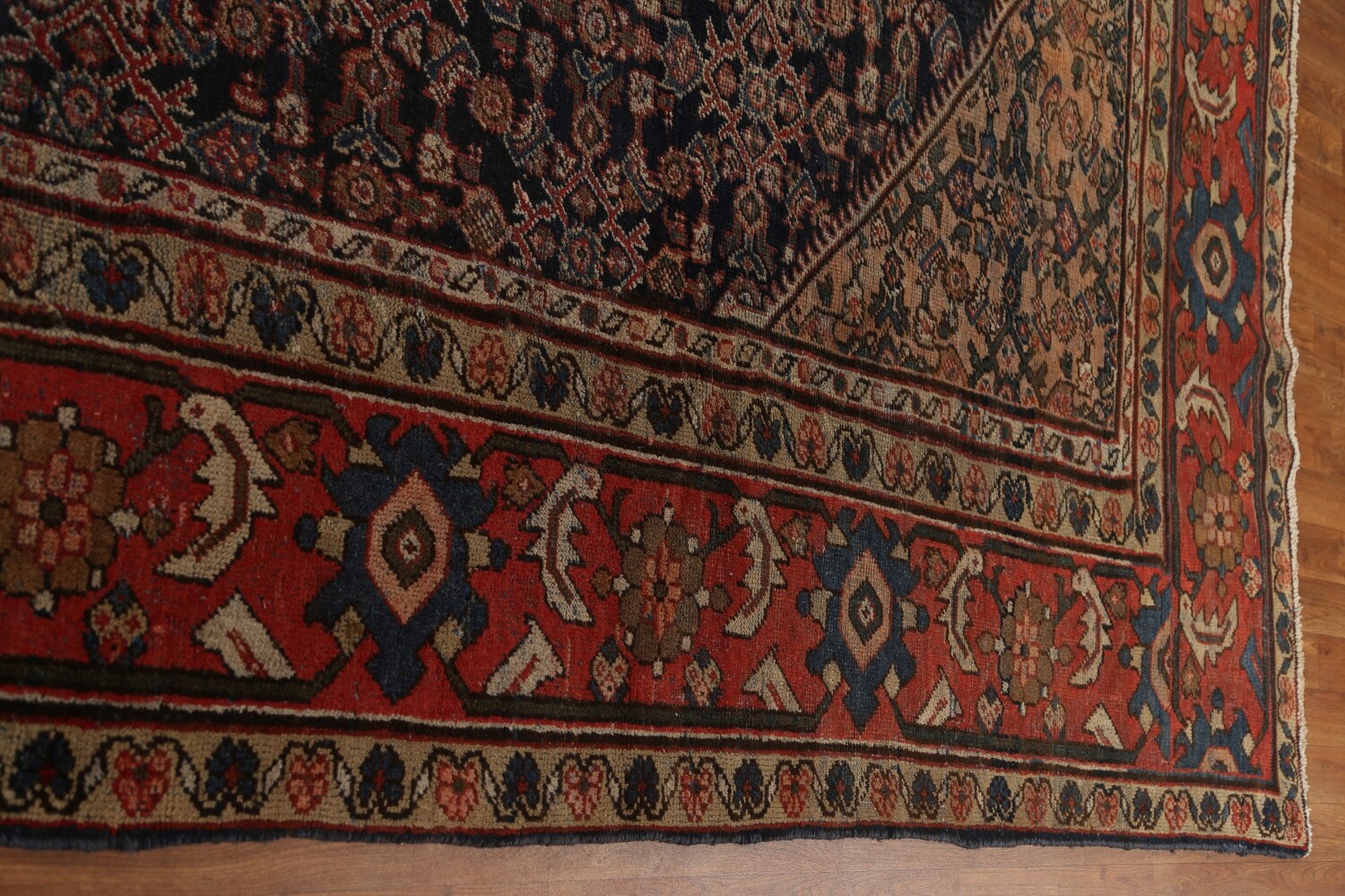 Pre-1900 Antique Vegetable Dye Mahal Persian Rug 11x17