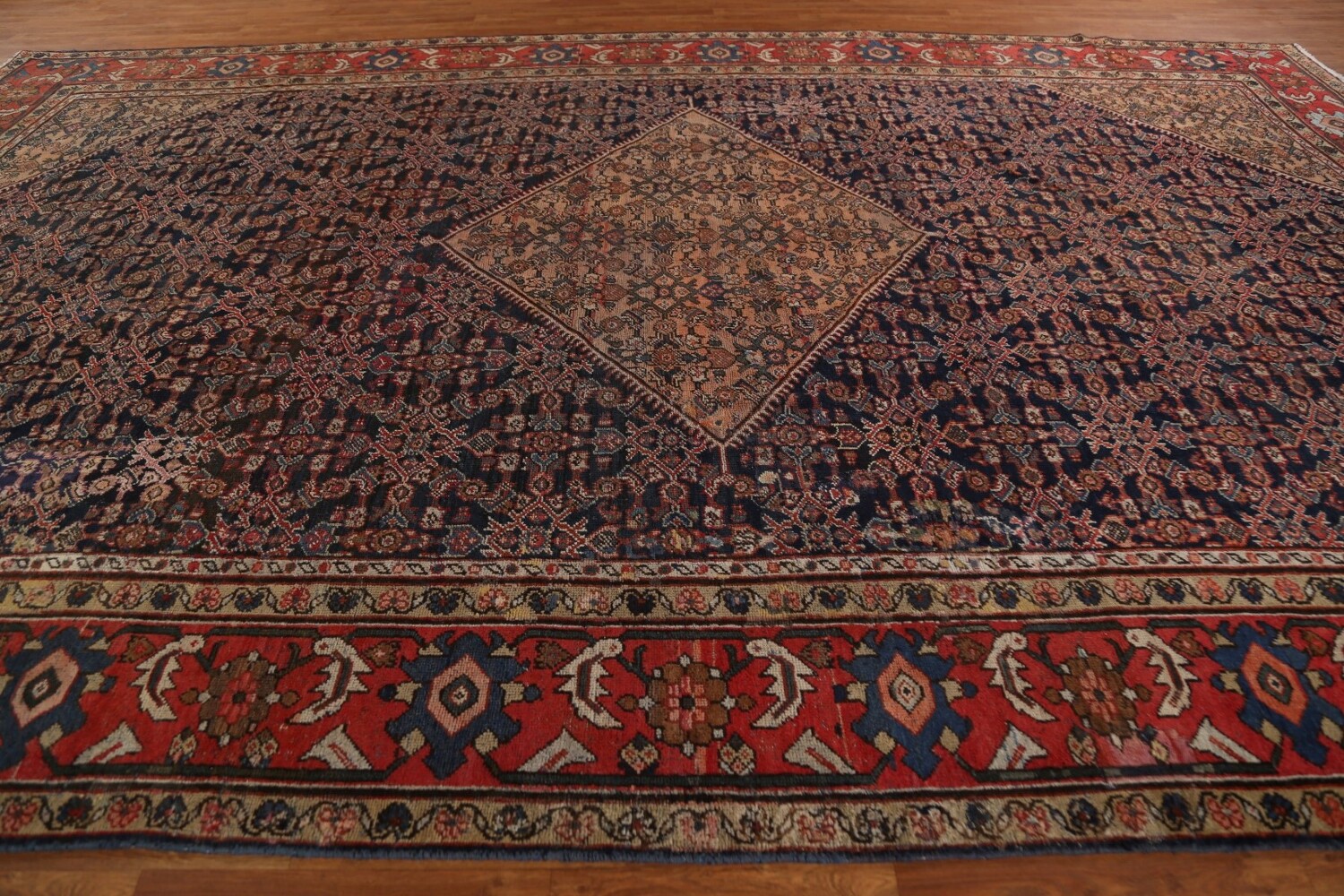 Pre-1900 Antique Vegetable Dye Mahal Persian Rug 11x17