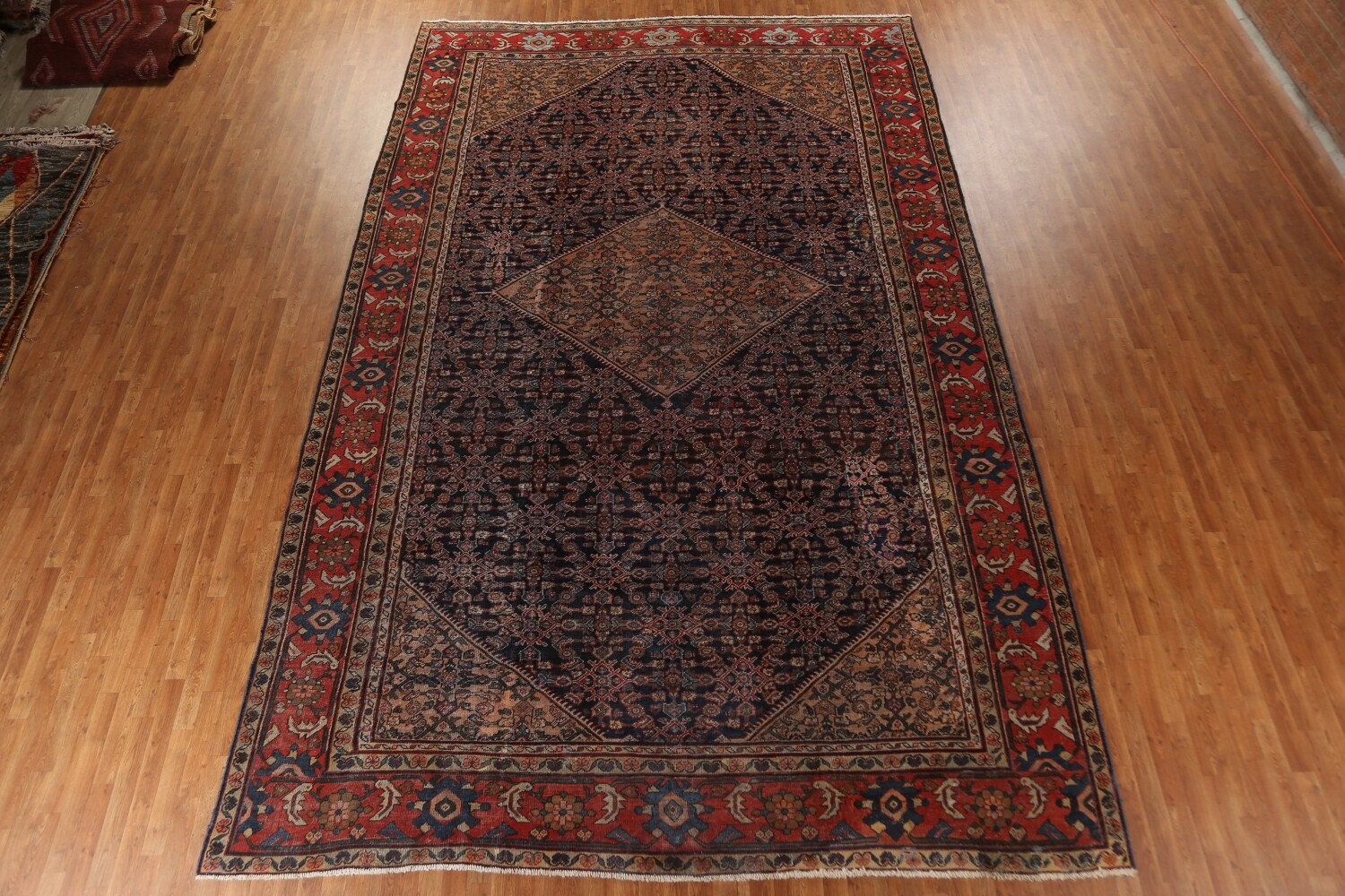 Pre-1900 Antique Vegetable Dye Mahal Persian Rug 11x17